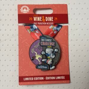 Disney RunDisney Wine & Dine 2024 Medal Pin Two Course Challenge Mickey NEW